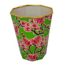 Plastic Polygon Flower Printed Open Top Garbage Bin (B06-874)